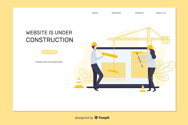 Vector gratuito landing page web en construcción