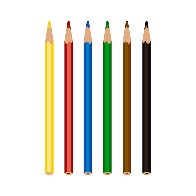 Lápices de colores de colores aislados sobre fondo blanco
