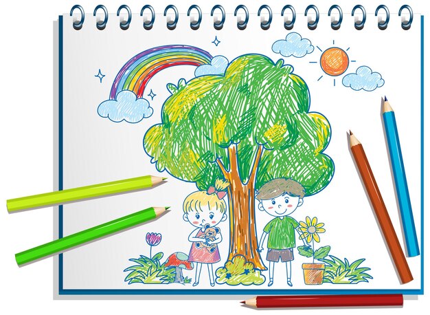 Lápiz de color dibujado a mano sobre papel