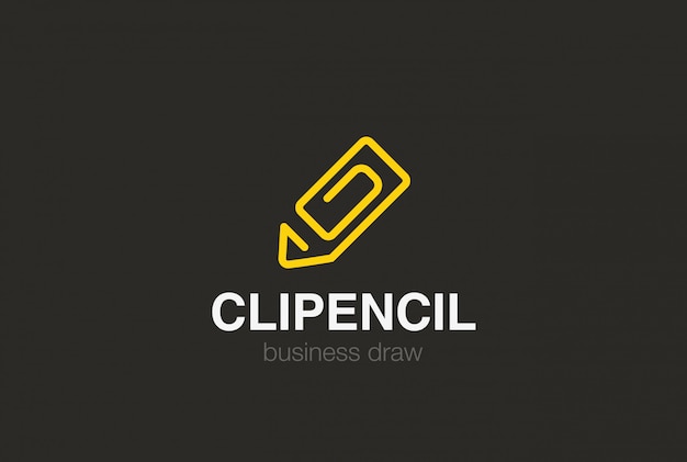 Lápiz como Clip Logo. Estilo lineal
