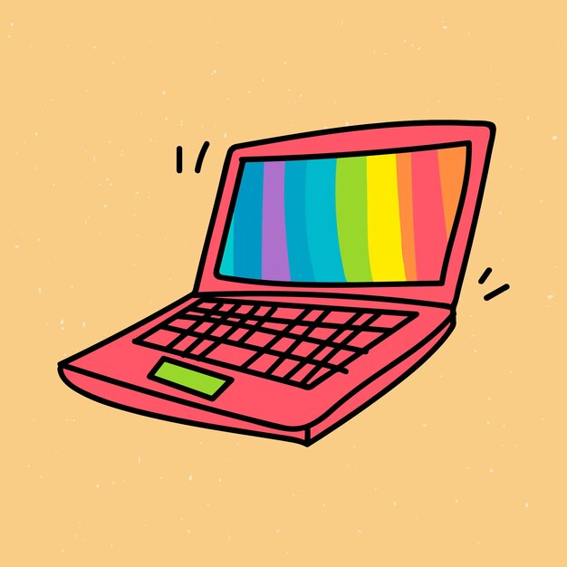 Laptop roja ilustrada en un vector de fondo marrón