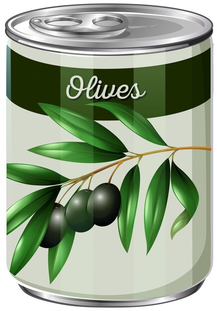 Una lata de aceitunas negras