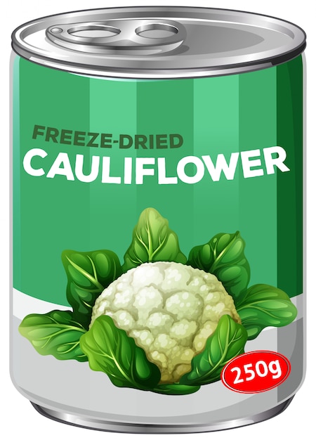 Una lata de coliflor liofilizada