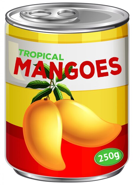 Una lata de jarabe de mango