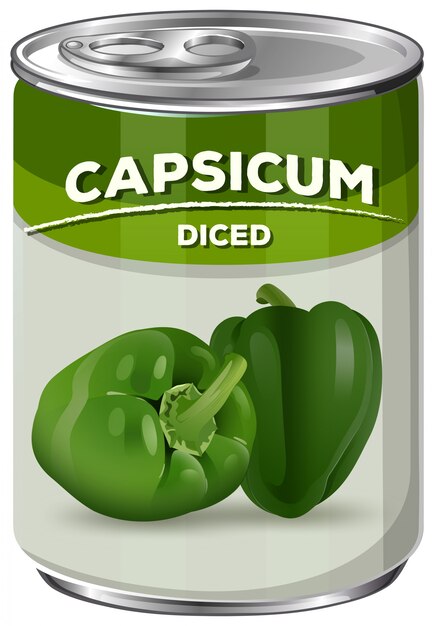 Una lata de pimiento en cubos