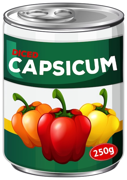 Una lata de pimiento en cubos