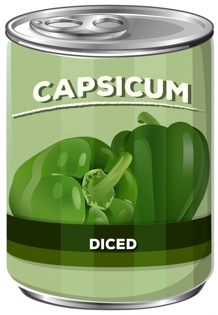 Una lata de pimiento en cubos