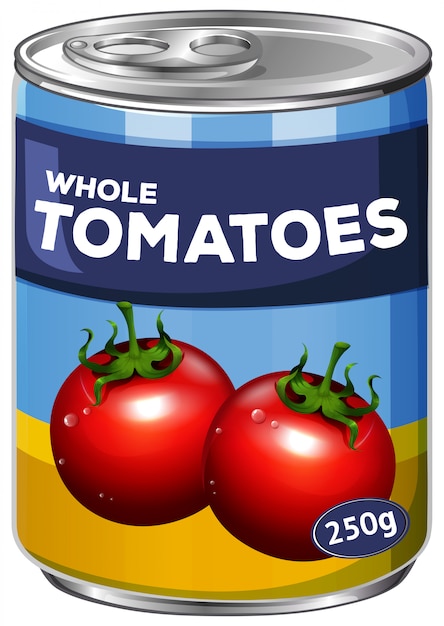 Vector gratuito lata de tomates enteros