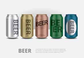 Vector gratuito latas de aluminio cerveza ilustración aislada