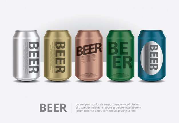 Latas de aluminio cerveza ilustración aislada
