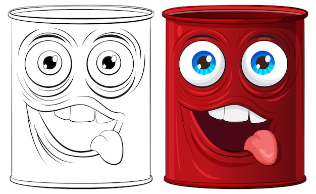 Las latas animadas con caras expresivas