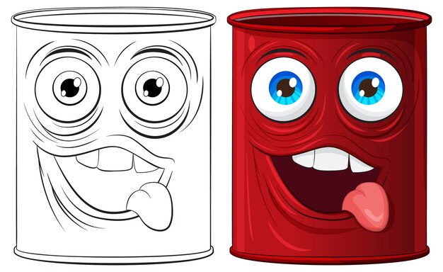 Las latas animadas con caras expresivas