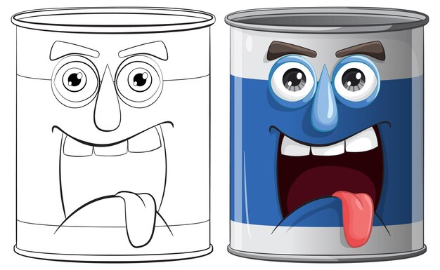 Las latas animadas con caras expresivas