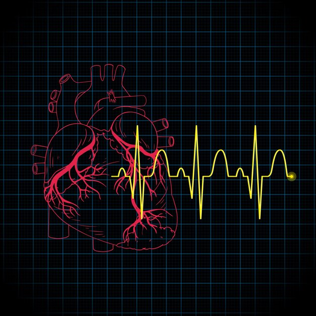 Latido del corazón con gráfico de frecuencia cardíaca