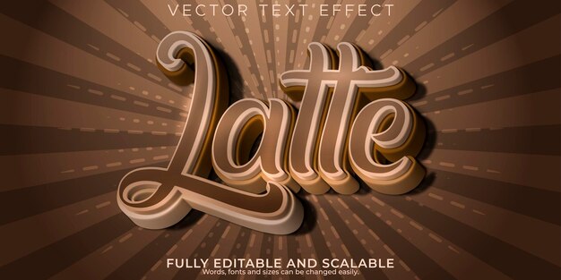 Latte efecto de texto editable café y estilo de texto marrón