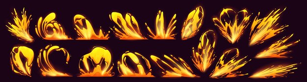 Lava splash vfx juego video efecto 2d gotas de fuego