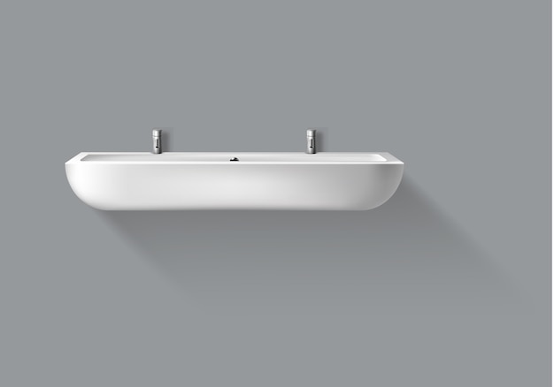 Vector gratuito lavabo realista de vector con grifería para baño