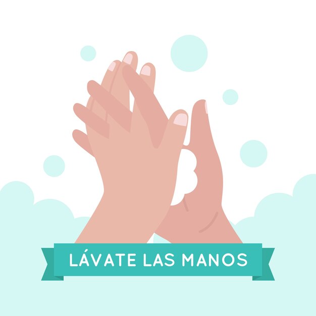 Lávese las manos con letras