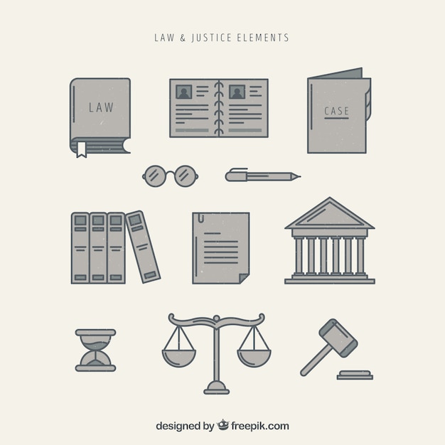 Vector gratuito law and justice element set