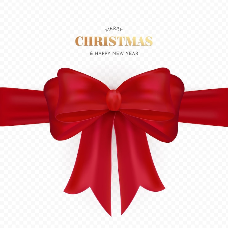 Vector gratuito lazo de navidad rojo con fondo transparente