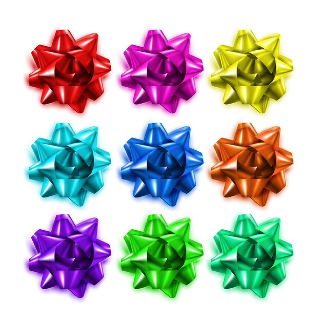 Lazos de regalo decoran el juego de cajas de celebración