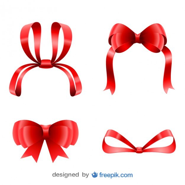 Vector gratuito lazos rojos de navidad lindos en conjunto