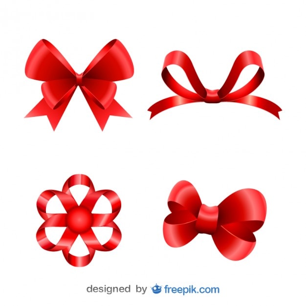 Vector gratuito lazos rojos navideños elaborados en conjunto