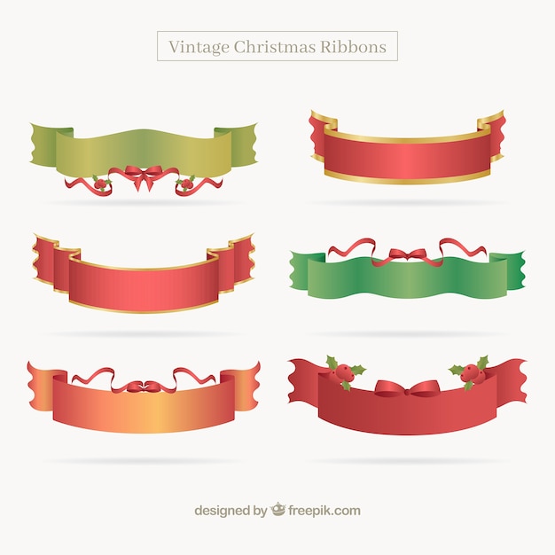 Vector gratuito lazos vintage de navidad