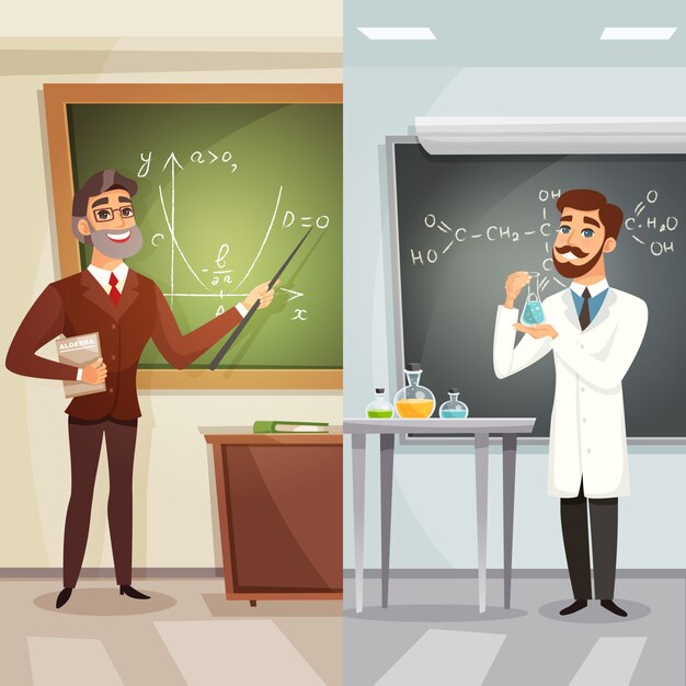 Lecciones escolares Letreros verticales de dibujos animados