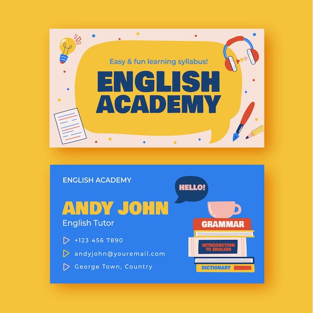 Lecciones de inglés tarjeta de visita horizontal