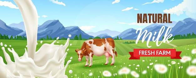 Vector gratuito leche de granja póster