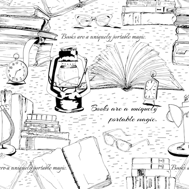 Lectura sin costuras de libros en blanco y negro.