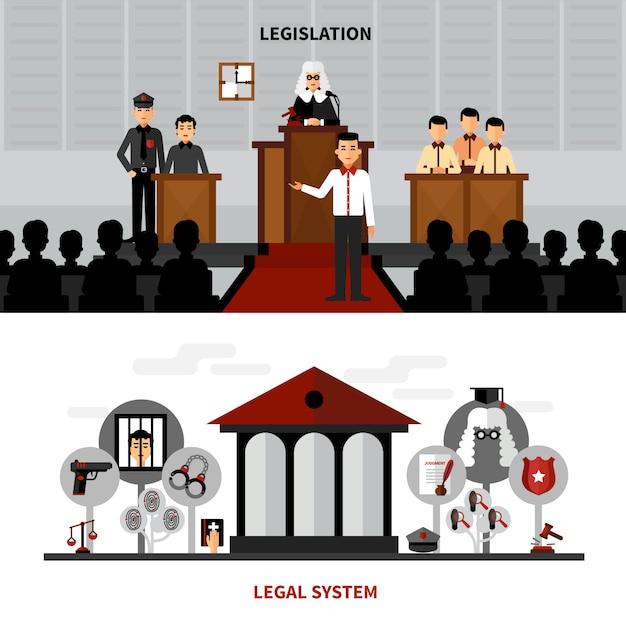 Vector gratuito legislación ley 2 banners planos composición.