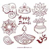 Vector gratuito lementos de feliz diwali