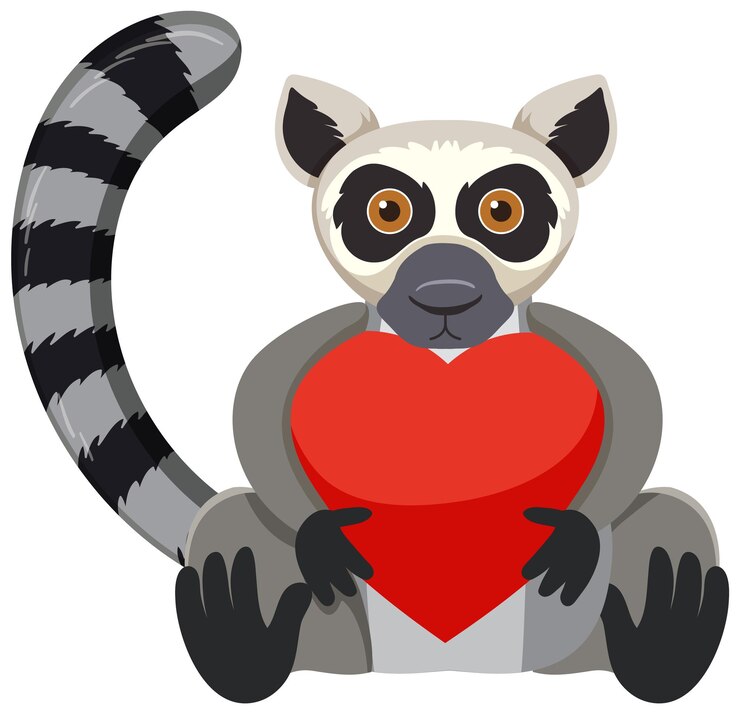Vector gratuito lemur abrazando corazón aislado