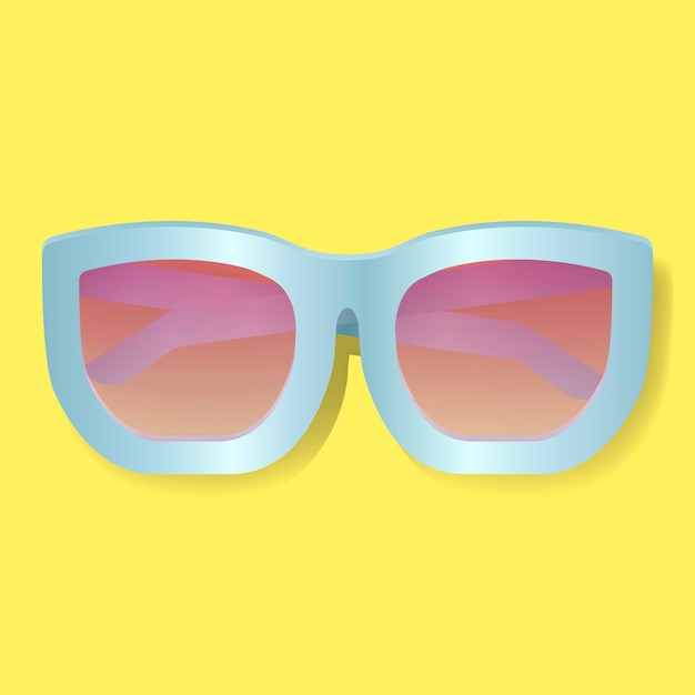 Lente rosa con ilustración de Vector de gafas de sol de marco azul