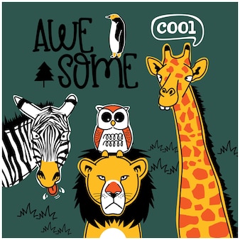 León y amigos divertidos dibujos animados de animales