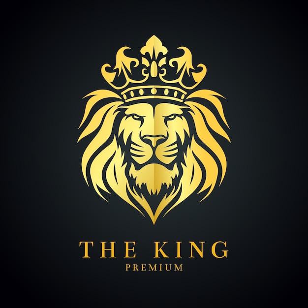 León degradado con plantilla de logotipo de corona