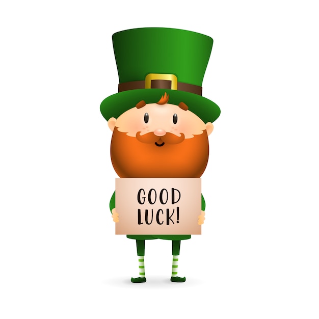 Vector gratuito leprechaun barbudo con cartel.