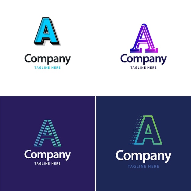 Vector gratuito letra a big logo pack design diseño de logotipos creativos y modernos para su empresa ilustración de nombre de marca vectorial