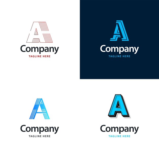 Letra A Big Logo Pack Design Diseño de logotipos creativos y modernos para su empresa Ilustración de nombre de marca vectorial