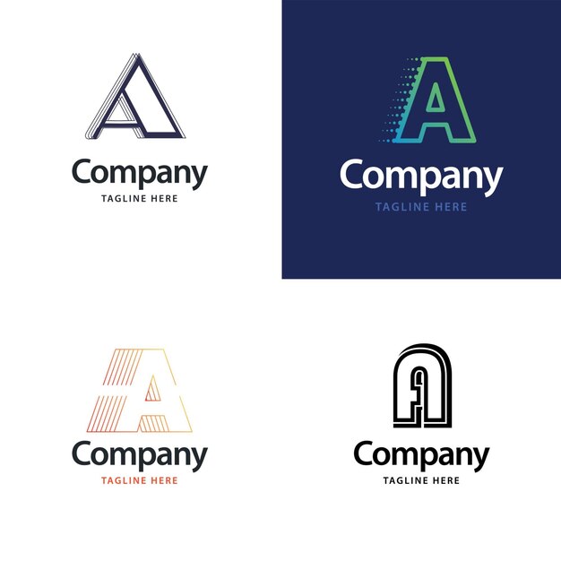 Letra A Big Logo Pack Design Diseño de logotipos creativos y modernos para su empresa Ilustración de nombre de marca vectorial