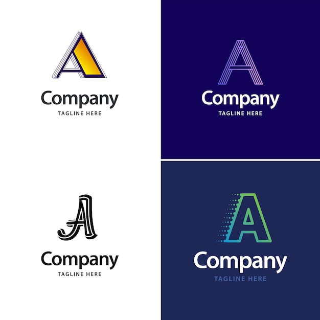 Letra A Big Logo Pack Design Diseño de logotipos creativos y modernos para su empresa Ilustración de nombre de marca vectorial