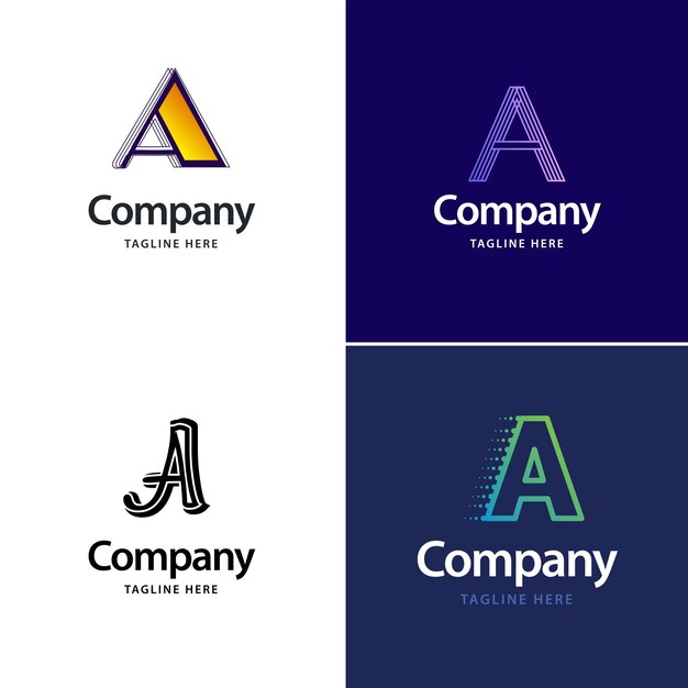 Letra A Big Logo Pack Design Diseño de logotipos creativos y modernos para su empresa Ilustración de nombre de marca vectorial