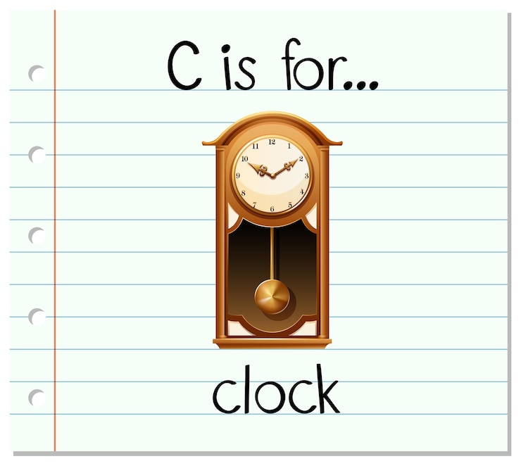 Vector gratuito la letra c de la flashcard es para reloj