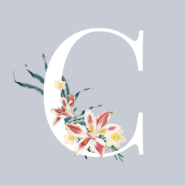 Letra C con flores
