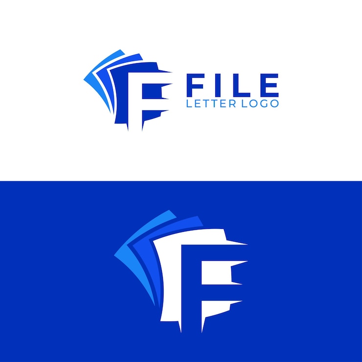 Vector gratuito la letra f y los documentos combinan el logotipo 3d
