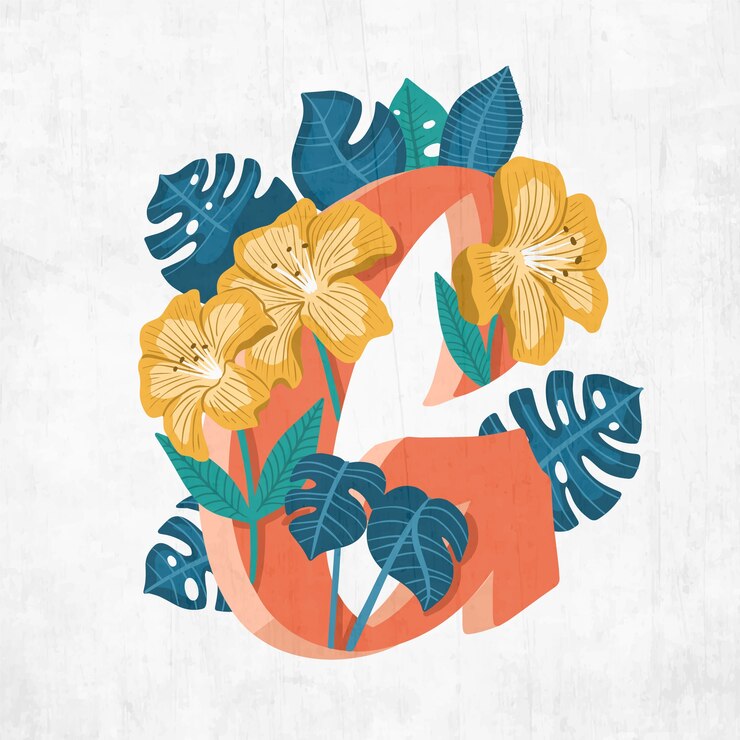 Vector gratuito letra g creativa con flores y hojas
