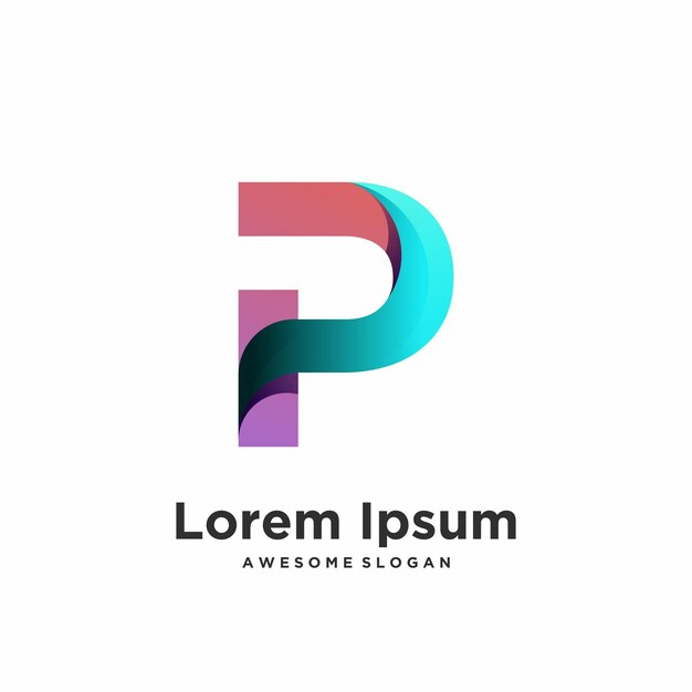 Letra logo colorido diseño degradado colorido