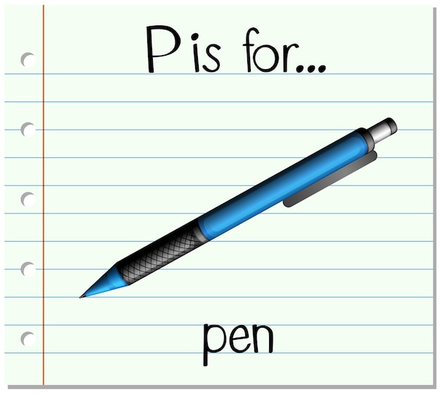 La letra p de la flashcard es para bolígrafo